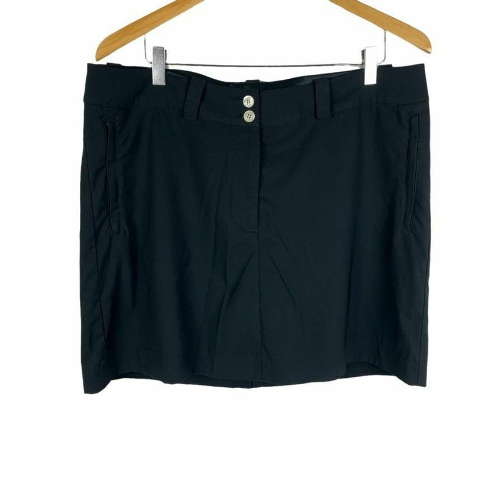 NIke Golf Dri-Fit Black Skort Zip Fly Pockets Tennis‎ Sports Preppy 14
